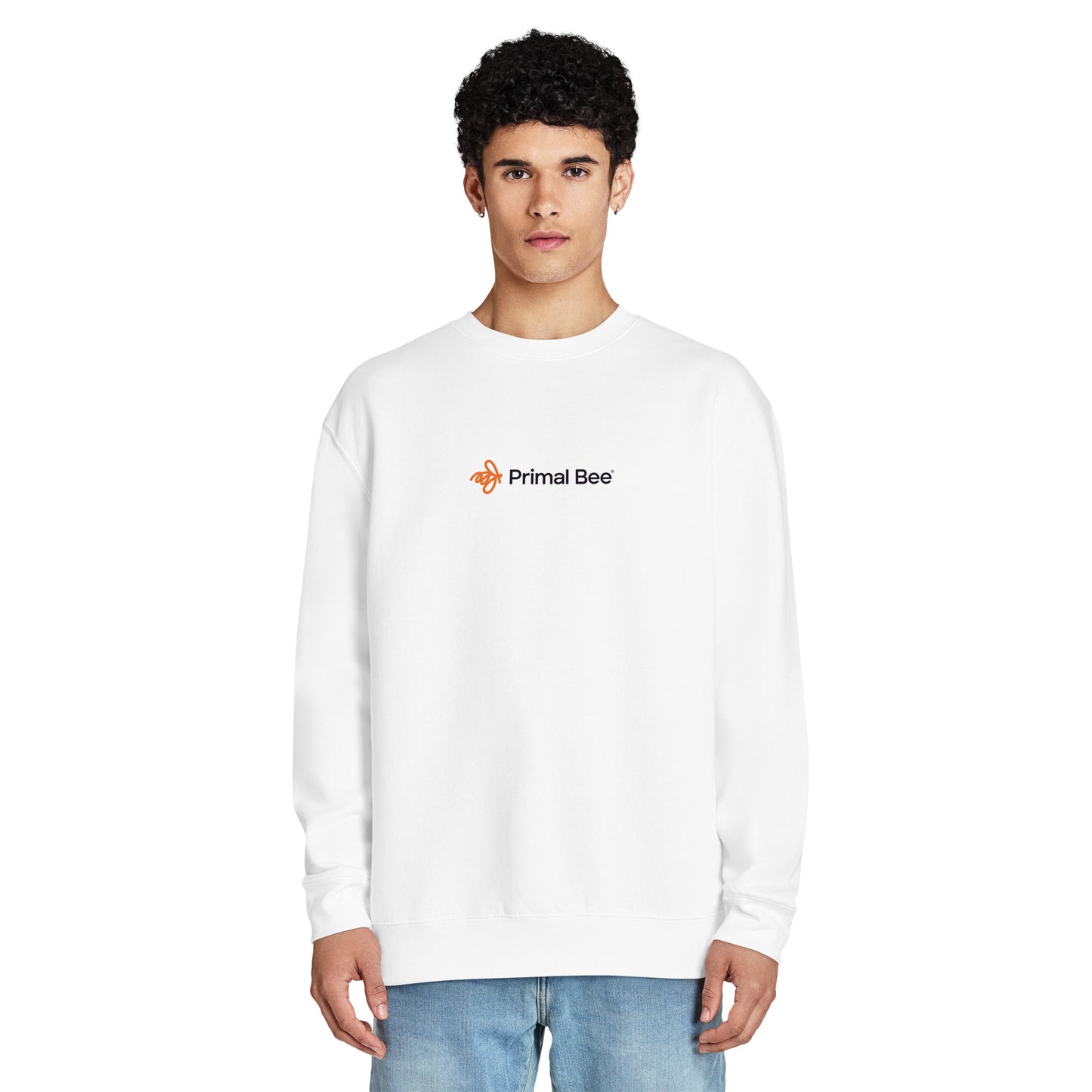 Primal Bee unisex premium crewneck sweatshirt with embroidered logo