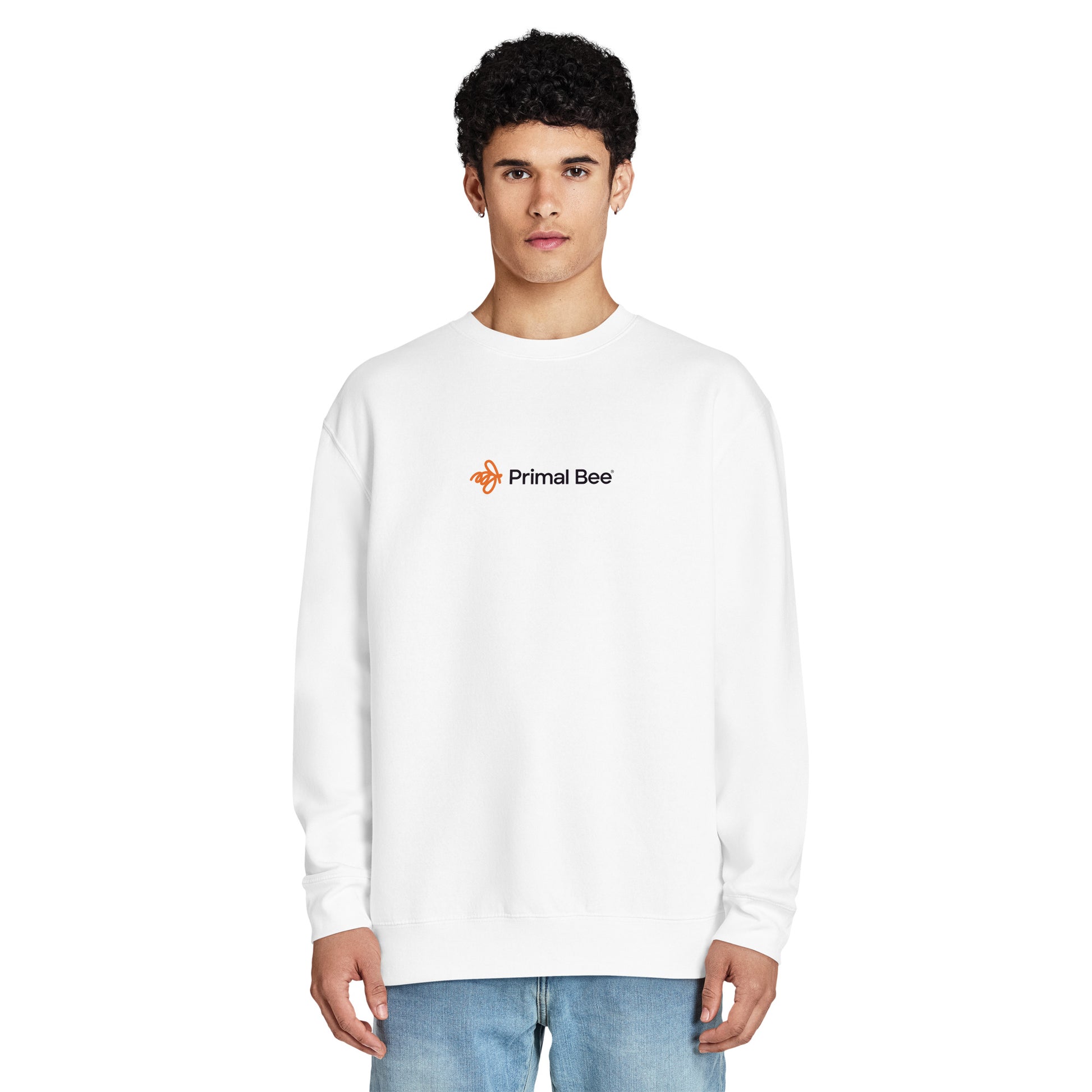 Primal Bee unisex premium crewneck sweatshirt with embroidered logo